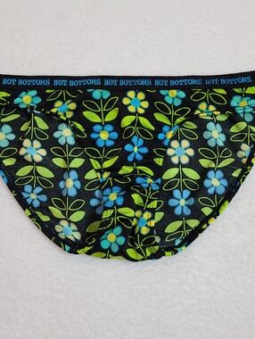Y2K Vintage Hot Bottoms Silky Satin Floral Logo Waist XLR Bikini Panty Size Sm